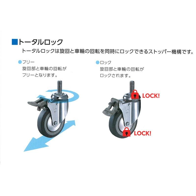 ハンマー キャスター 車輪 915MA-KUB100 ねじ込み 旋回式 ナイロン ホイール 熱可塑性 ウレタン巻車輪 ラジアル ボールベアリング入｜tairaml｜04