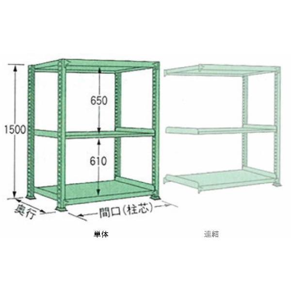 200kg/段 幅 W890×奥行 D600×高さ H1500 グリーン 単体 3段 ME1509L03T ボルトレス 中量棚 扶桑金属工業