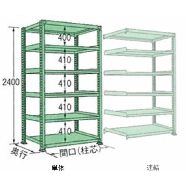 200kg/段 幅 W1190×奥行 D600×高さ H2400 グリーン 単体 6段 ME2412L06T ボルトレス 中量棚 扶桑金属工業