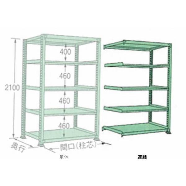 200kg/段 幅 W890×奥行 D450×高さ H2100 グリーン 連結 5段 ME2109M05R ボルトレス 中量棚 扶桑金属工業