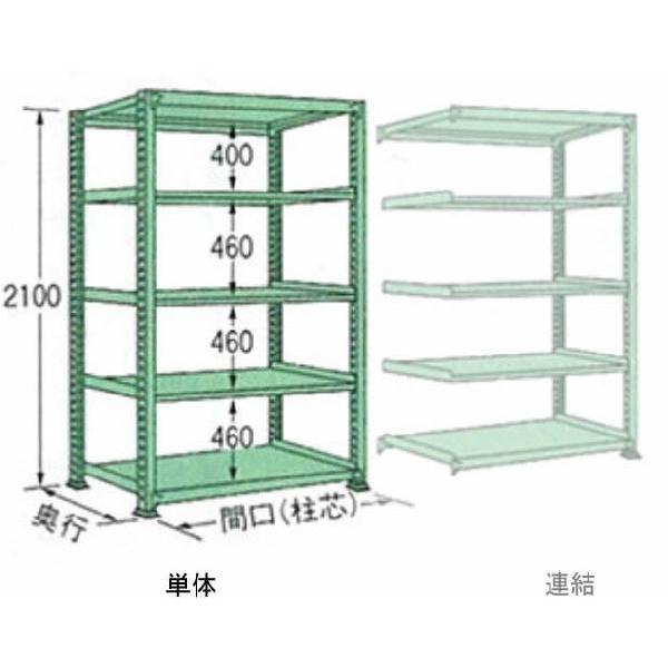 250kg/段 幅 W1790×奥行 D450×高さ H2100 グリーン 単体 5段 ML2118M05T ボルトレス 中量棚 扶桑金属工業