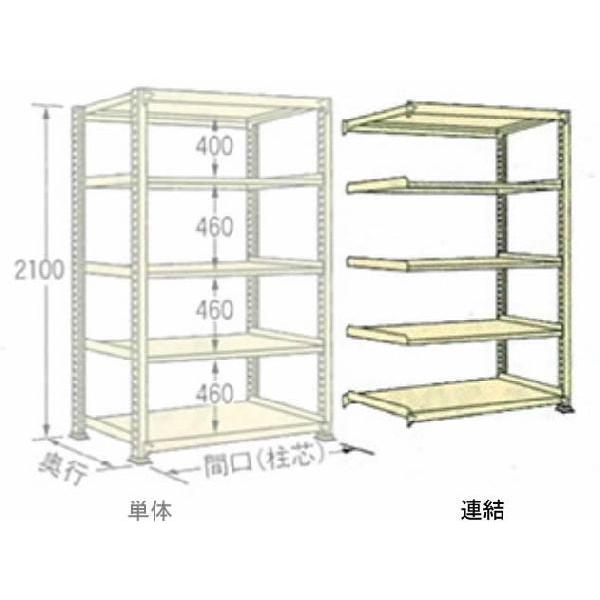 250kg/段 幅 W1490×奥行 D450×高さ H2100 アイボリー 連結 5段 WL2115M05R ボルトレス 中量棚 扶桑金属工業