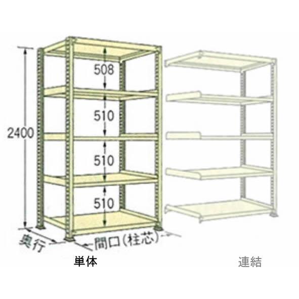 300kg/段 幅 W900×奥行 D900×高さ H2400 アイボリー 単体 5段 WG2409K05T ボルトレス 中量棚 扶桑金属工業