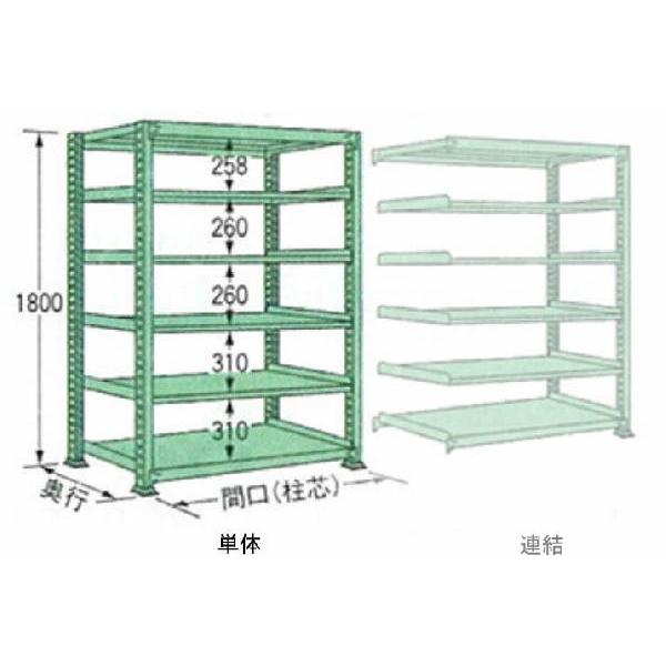 300kg/段 幅 W1500×奥行 D750×高さ H1800 グリーン 単体 6段 MG1815J06T ボルトレス 中量棚 扶桑金属工業