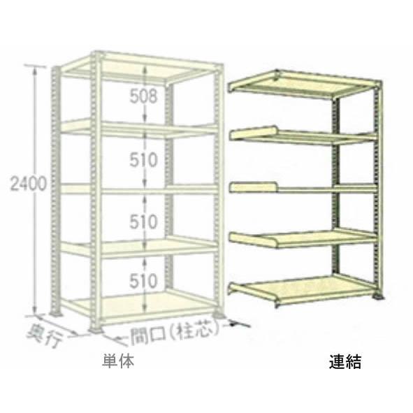 300kg/段 幅 W1800×奥行 D750×高さ H2400 アイボリー 連結 5段 WG2418J05R ボルトレス 中量棚 扶桑金属工業