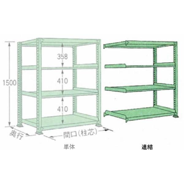 送料込+300kg/段 幅 W1800×奥行 D450×高さ H1500 グリーン 連結 4段 MG1518M04R ボルトレス 中量棚 扶桑金属工業