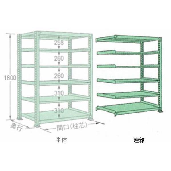 300kg/段 幅 W1200×奥行 D600×高さ H1800 グリーン 連結 6段 MG1812L06R ボルトレス 中量棚 扶桑金属工業