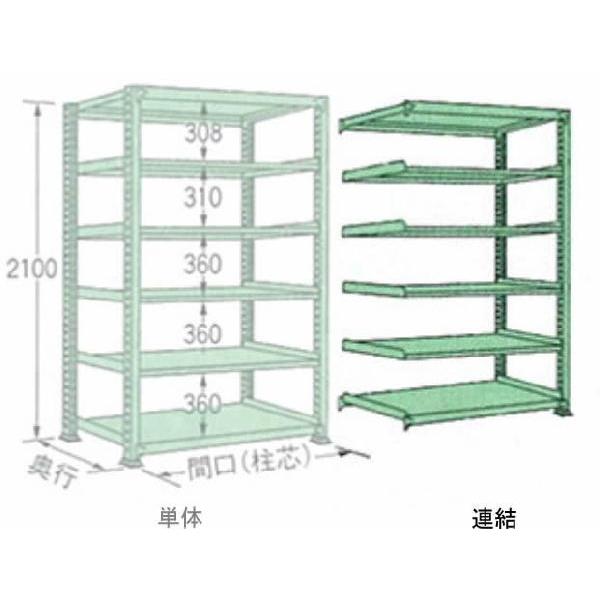 300kg/段 幅 W1500×奥行 D450×高さ H2100 グリーン 連結 6段 MG2115M06R ボルトレス 中量棚 扶桑金属工業