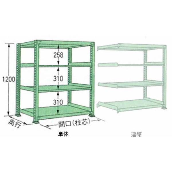 500kg/段 幅 W1800×奥行 D750×高さ H1200 グリーン 単体 4段 MM1218J04T ボルトレス 中量棚 扶桑金属工業
