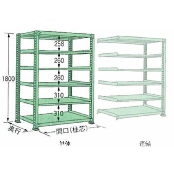 500kg/段 幅 W900×奥行 D900×高さ H1800 グリーン 単体 6段 MM1809K06T ボルトレス 中量棚 扶桑金属工業