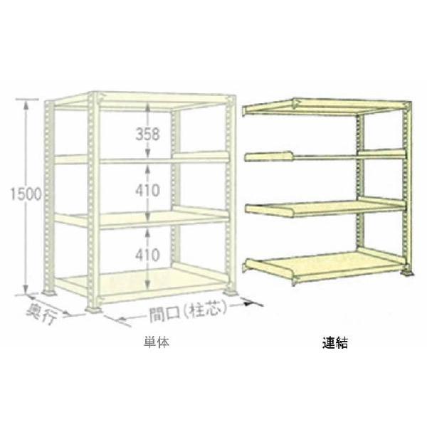 500kg/段 幅 W1500×奥行 D900×高さ H1500 アイボリー 連結 4段 WM1515K04R ボルトレス 中量棚 扶桑金属工業