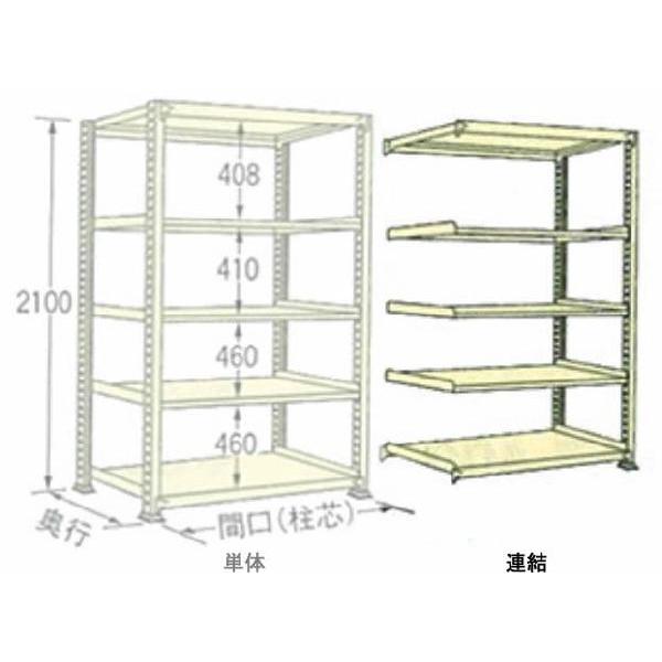 500kg/段 幅 W900×奥行 D900×高さ H2100 アイボリー 連結 5段 WM2109K05R ボルトレス 中量棚 扶桑金属工業