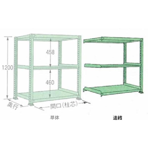 500kg/段 幅 W1800×奥行 D750×高さ H1200 グリーン 連結 3段 MM1218J03R ボルトレス 中量棚 扶桑金属工業