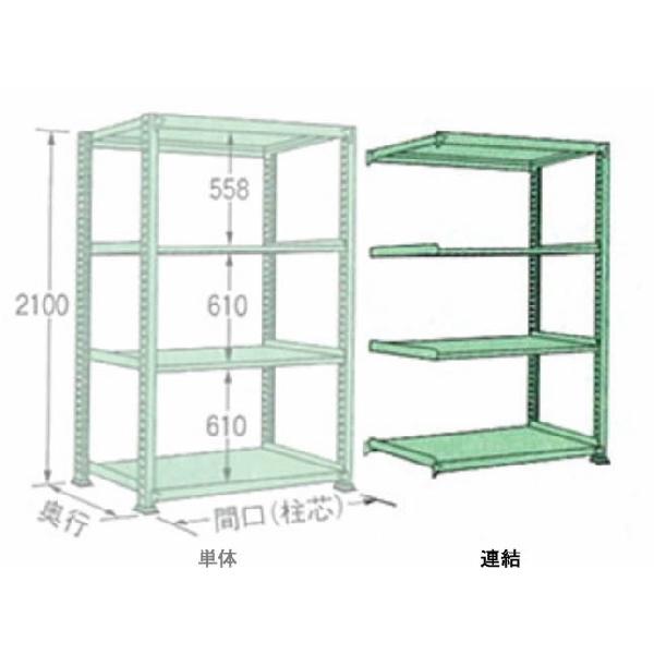 500kg/段 幅 W1200×奥行 D600×高さ H2100 グリーン 連結 4段 MM2112L04R ボルトレス 中量棚 扶桑金属工業