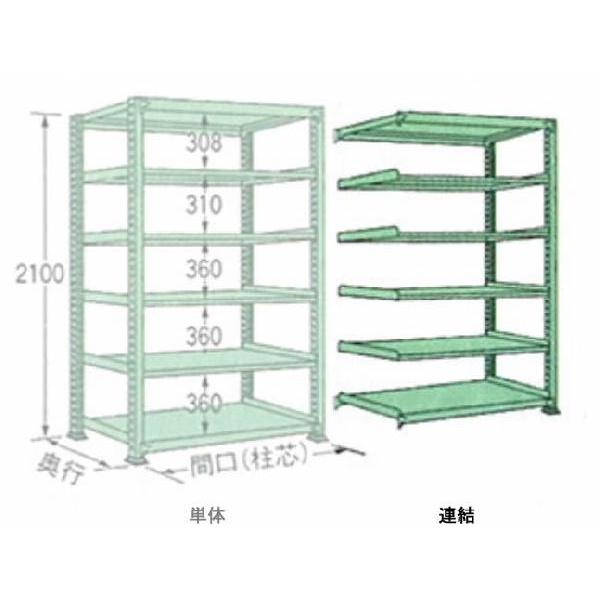 500kg/段 幅 W1800×奥行 D600×高さ H2100 グリーン 連結 6段 MM2118L06R ボルトレス 中量棚 扶桑金属工業
