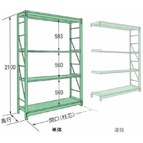 1000kg/段 W900×D640×H2100×天地4段 MR2109L04T 単体 重量ラック 扶桑金属工業