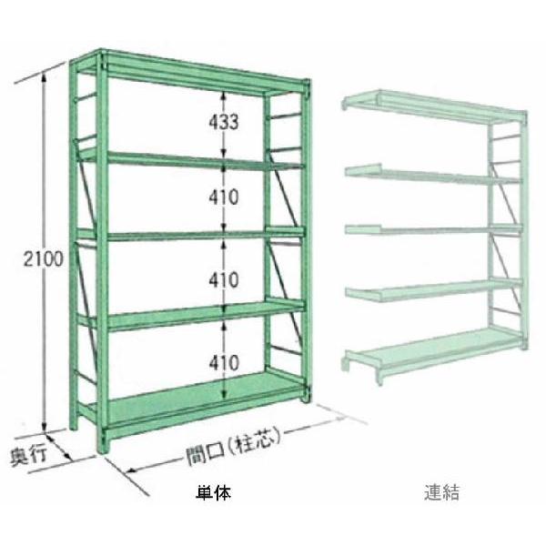 1000kg/段 W900×D940×H2100×天地5段 MR2109K05T 単体 重量ラック 扶桑金属工業