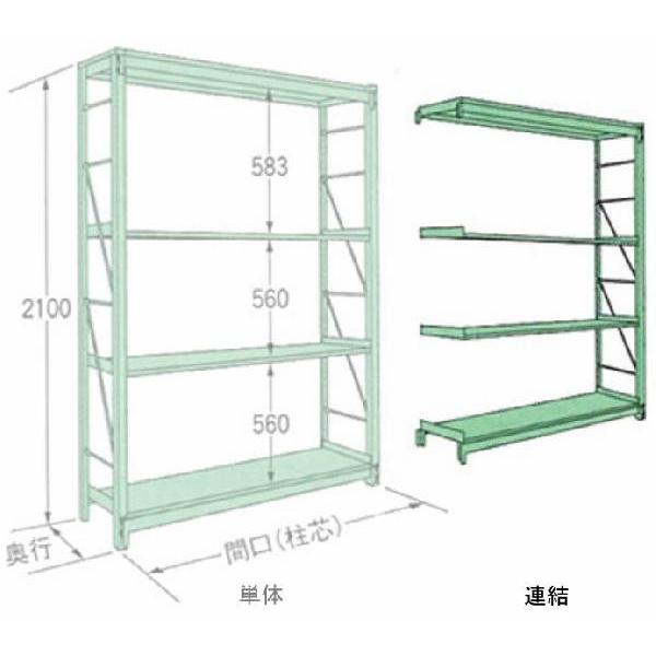 1000kg/段 W1200×D640×H2100×天地4段 MR2112L04R 連結 重量ラック 扶桑金属工業