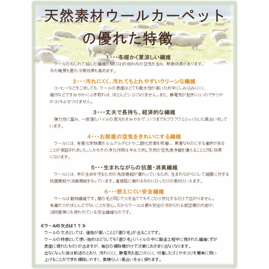 カーペット 本間6畳 六畳 ウール 100％ 日本製 じゅうたん 絨毯 ラグ 丸巻き 防炎 6帖 TOLI (バーバークラフト本間6畳) 本間 6畳 286×382cm｜tairyo｜12