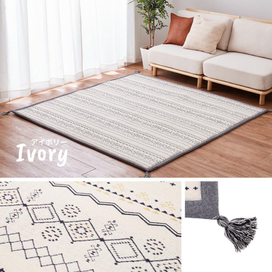 新品☆185×240cmベージュ系♪まるでお布団♪固わた入り極厚ラグ〇B385 ラグ マット 極厚 クッション 185cm×185cm 2畳 ふかふか 無地