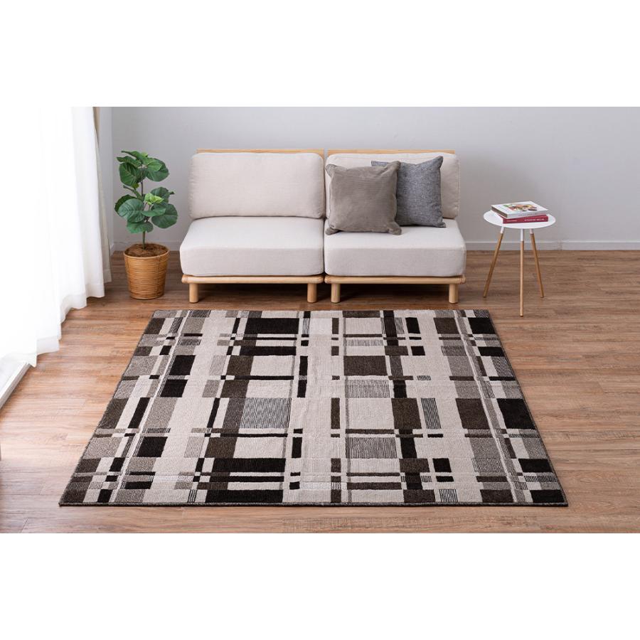 ラグ モダン ベージュ グレー 約1.5畳 130x190 防炎 ラグマット 日本製