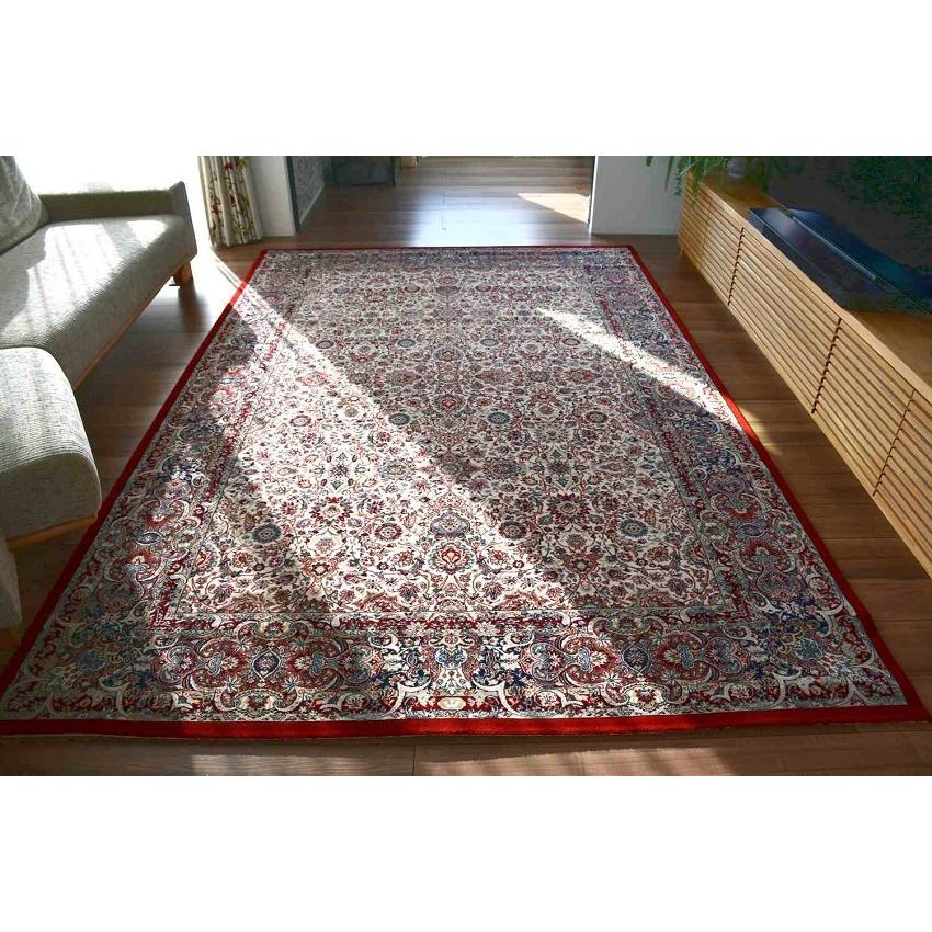 絨毯 カーペット 3畳 200×250cm ベルギー ラグ ウール シルク 厚手