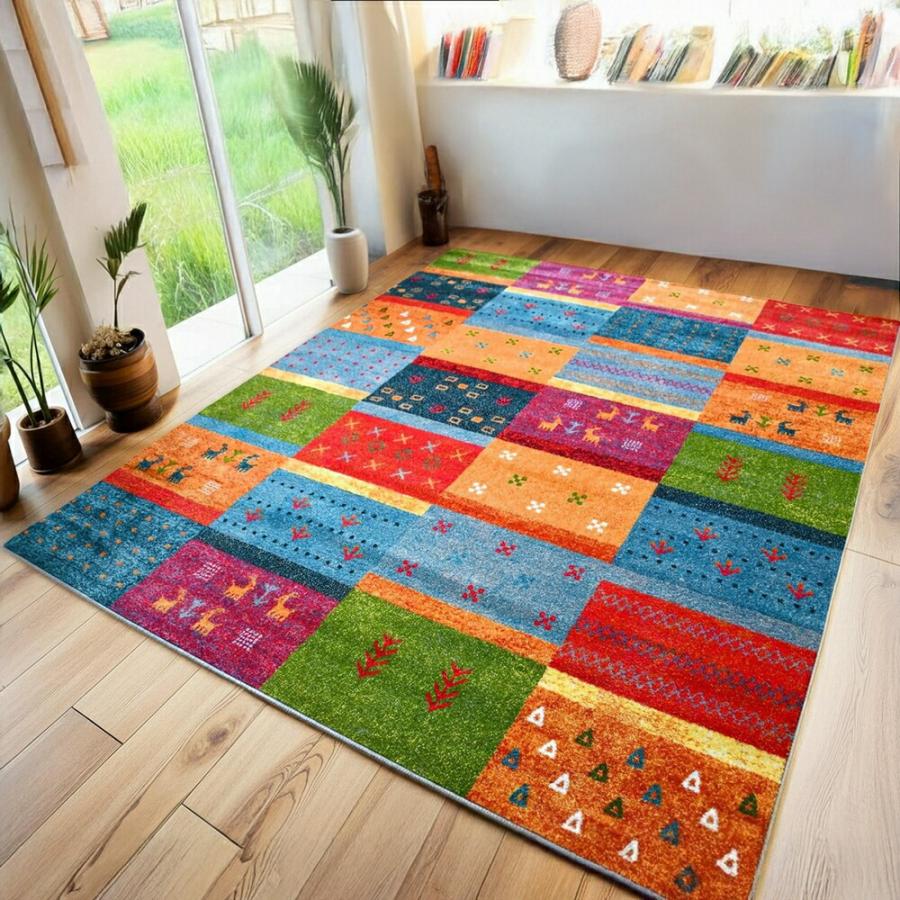 絨毯 ラグ 1.5畳 133×190cm カーペット ギャベ柄 ギャッベデザイン