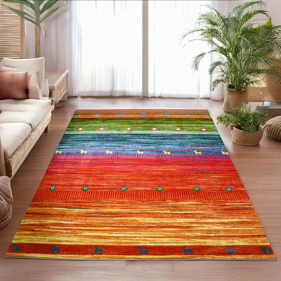 絨毯 ラグ 約6畳 240×340cm カーペット ギャベ柄 ギャッベデザイン