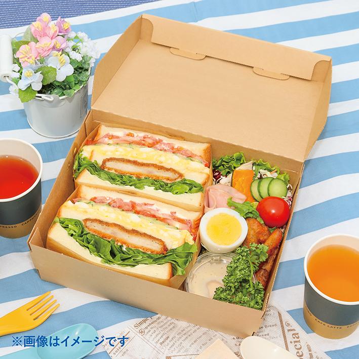 段ボール製テイクアウト容器 弁当箱 ダンボール 大 120枚 印刷あり ケース クラフト お弁当 イベント キッチンカー アウトドア 持ち歩き フェス ワン サイズ | ブランド登録なし | 02