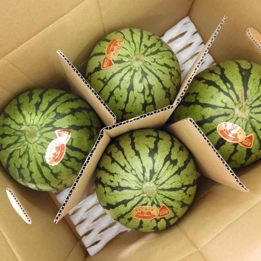 八色すいか 小玉 八色っ娘 秀品 5個箱入 新潟県南魚沼産 スイカ : 新潟