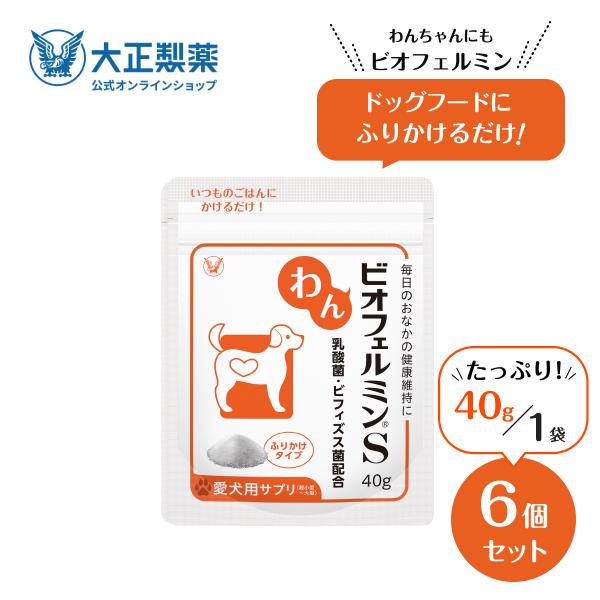 公式 大正製薬 わん ビオフェルミンS 40g 6袋 サプリ 犬 サプリメント 腸活 健康維持 ビフィズス菌 乳酸菌 犬サプリ イヌ 犬用 ペット 腸活サプリ 無添加 | 大正製薬