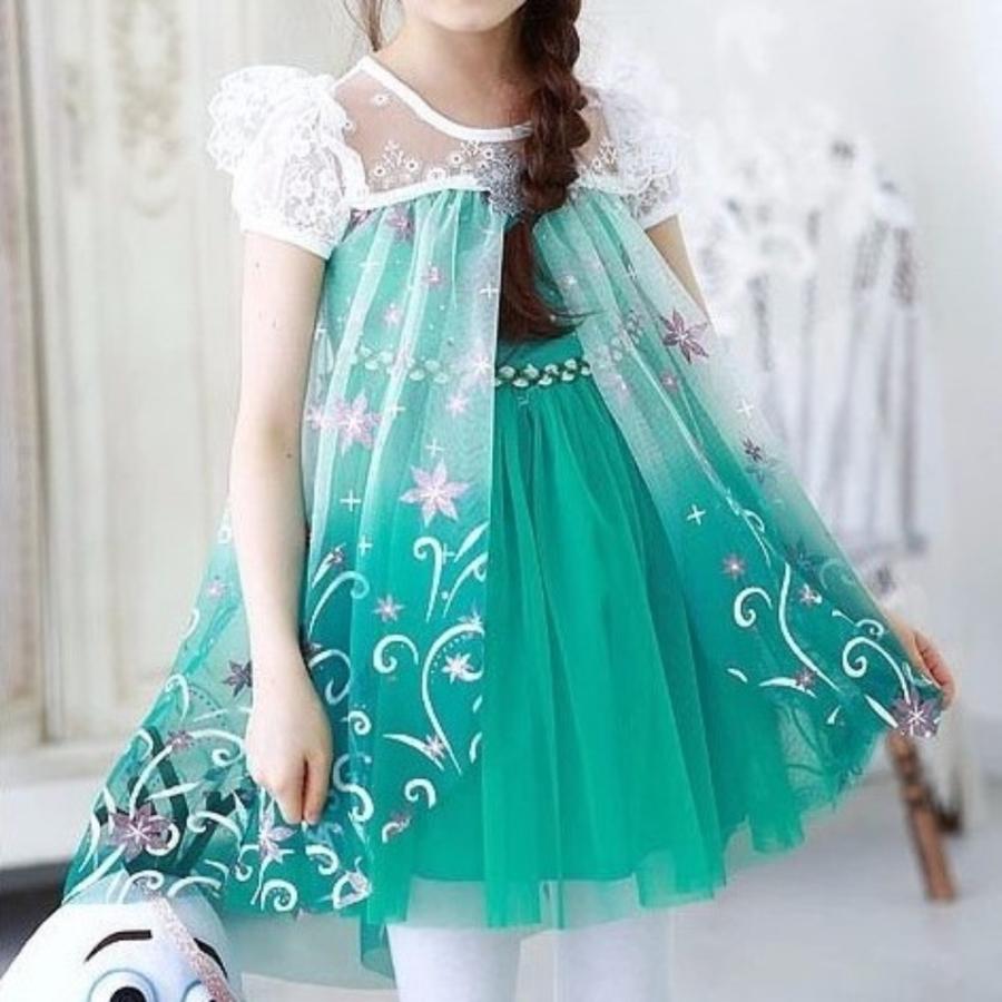 アナ雪 エルサ風 ワンピース ドレス コスプレ コットン ブルー グリーン 水色 緑 子供 なりきり こども 子ども 女の子 プリンセス ハロウィン C155 Taitas 通販 Yahoo ショッピング