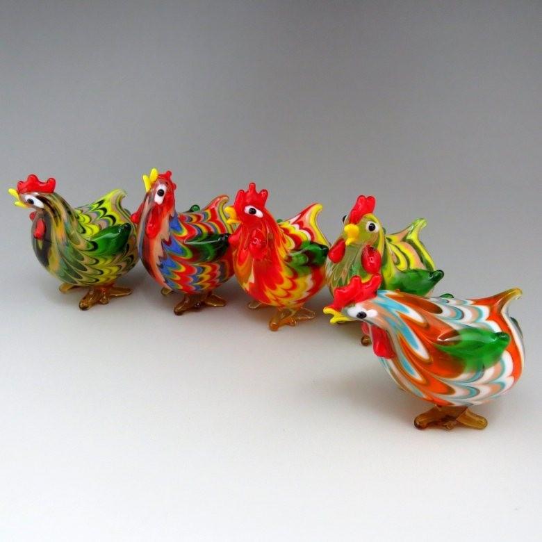 台湾 ガラス 置物 にわとり 5個セット : 台湾お土産屋 亜星