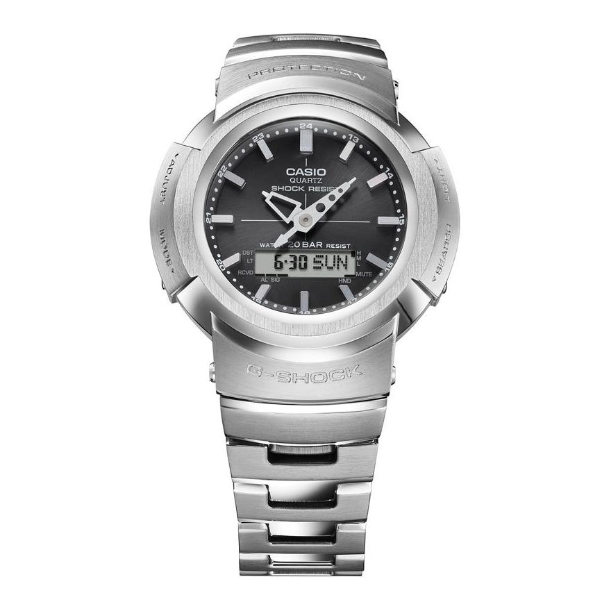 美品 G-SHOCK AWM-500D-1AJF　シルバー ソーラー電波 楽天市場】G-SHOCK AWM-500D-1A8 電波ソーラー フルメタル G