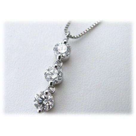 プラチナ Pt スリーストーンダイヤモンドネックレス 1.00CT トリロジー  