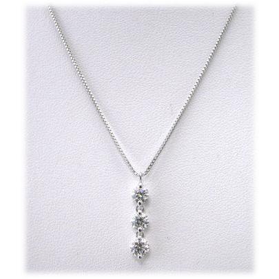 プラチナ Pt スリーストーンダイヤモンドネックレス 1.00CT トリロジー