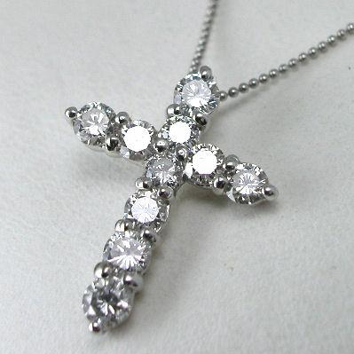 プラチナ ダイヤモンドクロスペンダント ネックレス 1.00ct