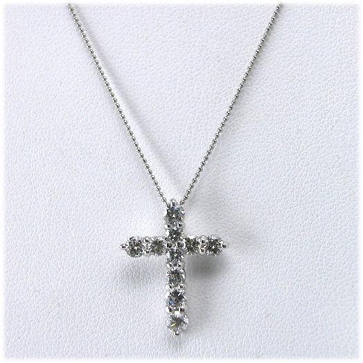 1.00ct　ダイヤモンド　クロスデザイン　ネックレス　プラチナ プラチナ ダイヤモンドクロスペンダント ネックレス 1.00ct : TAIYODO