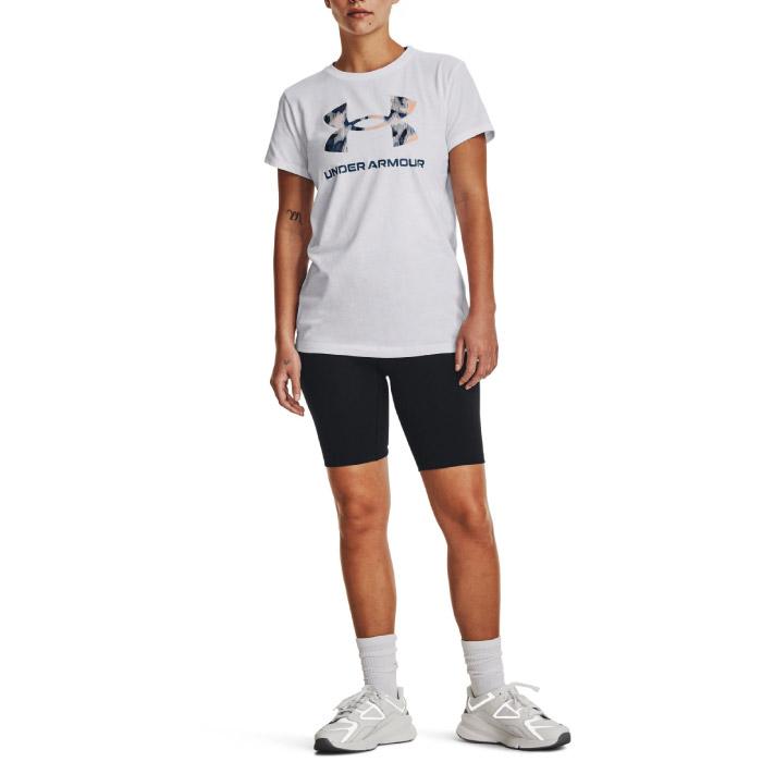 UNDER ARMOUR アンダーアーマー UAライブ スポーツスタイル グラフィック ショートスリーブTシャツ レディース 2023年秋冬 吸汗速乾 White/VarsityBlue 1356305｜taiyosp-trip｜03