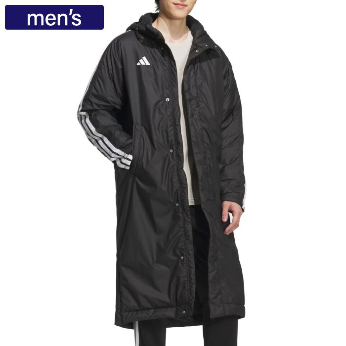  KA1302 ブラック Lサイズ ベンチコート　内側ボア　新品　L adidas（アディダス） ベンチコート スリーストライプス ルーズ