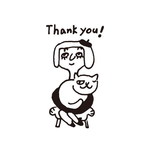 こどものかお オフィス スタンプ D Thank You 女性と猫 1563 193 タイヨートマーヤフー店 通販 Yahoo ショッピング