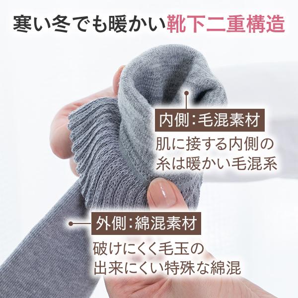 【同色5足組】かかとツルツルソックス あったか 毛混 かかと保湿 かかと角質ケア かかとのガサガサ ひび割れ 角質除去 かかと靴下 23-25cm 710-5ｐ 太陽ニット_2