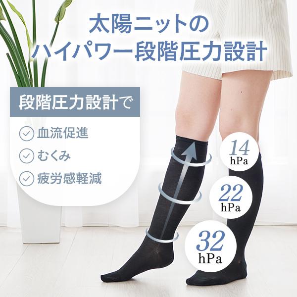 美脚 着圧ソックス 夏用 冷感 綿混 薄手 足の疲れ むくみ 下肢静脈瘤
