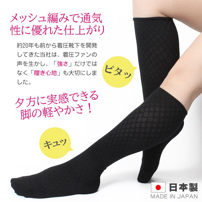 NEW】【履き口ゆったり美脚 着圧ソックス小ダイヤ柄メッシュ