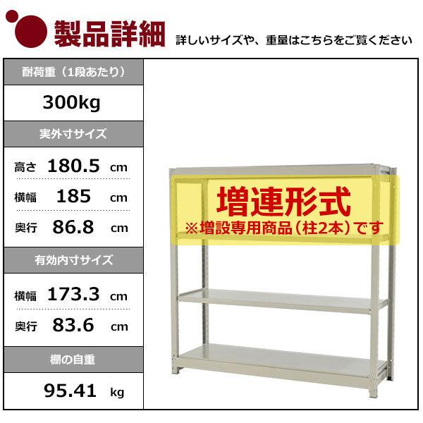 スチール棚 業務用 収納 ボルトレス 中量棚 幅180 奥行90 高さ180 4段 300kg/段 増連 YSシリーズ 【び】