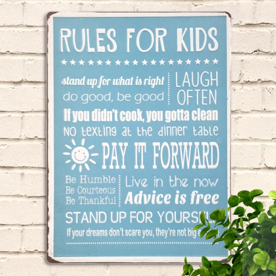 最大42 Offクーポン 子供部屋 インテリア かわいい ブリキ看板35e 我が家のルール 家訓 ポスター アートパネル 絵画 壁飾り 壁紙代わり おしゃれ 水色 ブルー 35cm Supplystudies Com