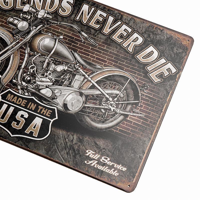 ブリキ看板 ガレージ オートバイク バイク 黒 ポスター 絵アートパネル