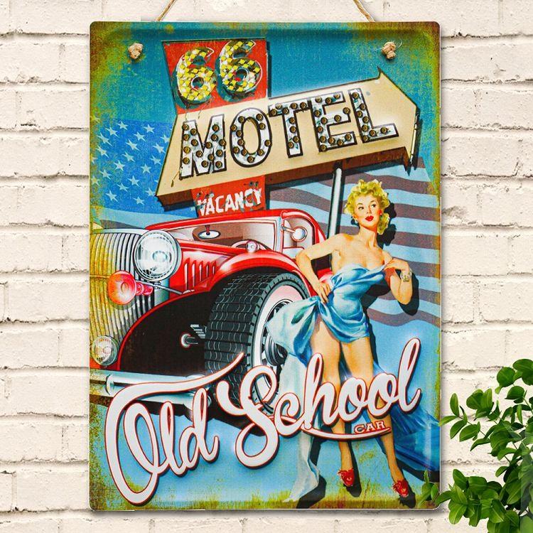 ブリキ看板40e ルート66 アメ車 ピンナップガールmocs インテリア アメリカン雑貨 40e 66 Mocs アートパネル 太陽雑貨ren 通販 Yahoo ショッピング