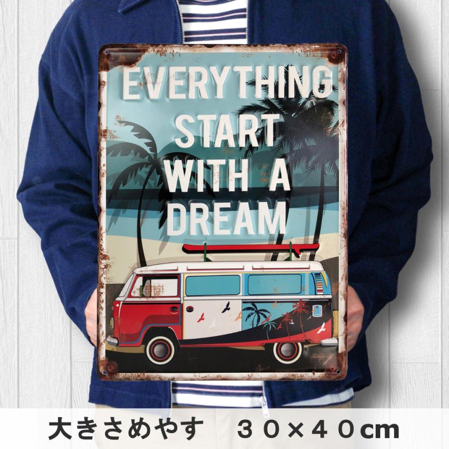 ポイント10倍○ アメリカン雑貨 安い ブリキ看板 車 ワーゲンバス 海