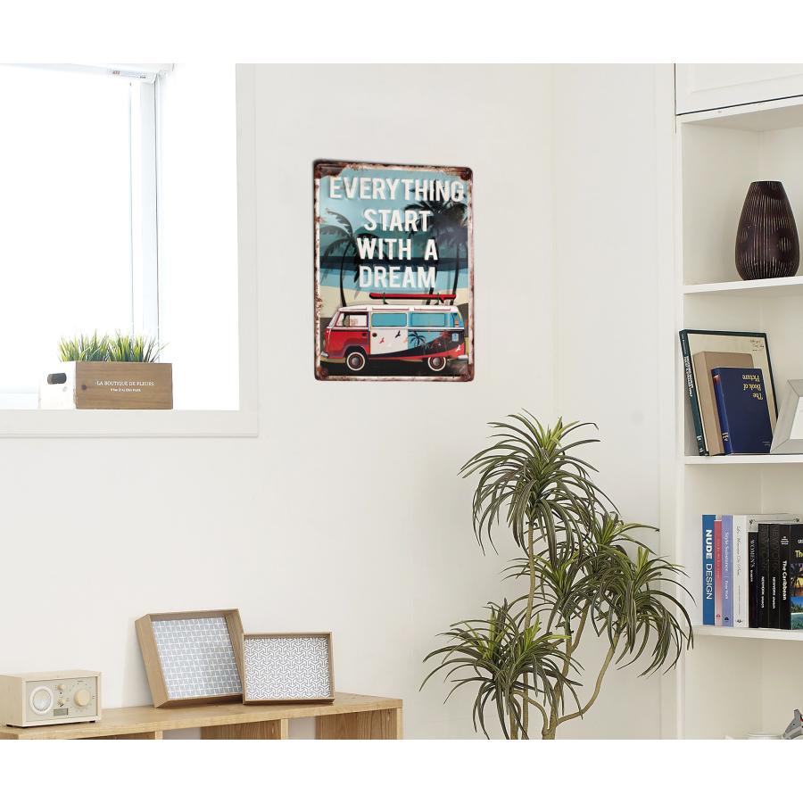 ポイント10倍○ アメリカン雑貨 安い ブリキ看板 車 ワーゲンバス 海